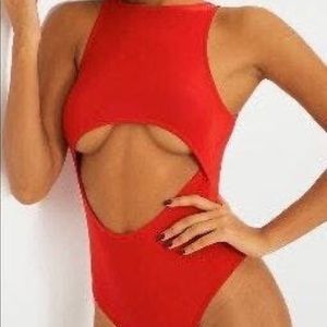 Red bodysuit with cut out